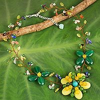 Multi-gemstone beaded necklace,