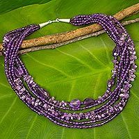 Amethyst beaded strand necklace,