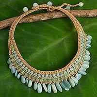 Amazonite and prehnite choker,