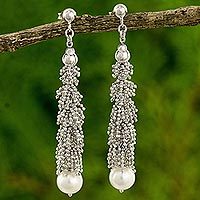 Cultured pearl beaded earrings,