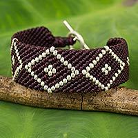 Silver and polyester braided bracelet,
