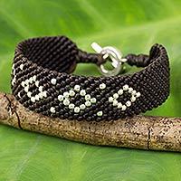 Silver and polyester braided bracelet,