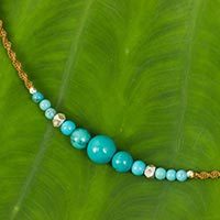 Silver accent calcite beaded necklace,