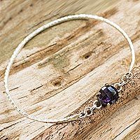 Gold accent amethyst bangle bracelet,