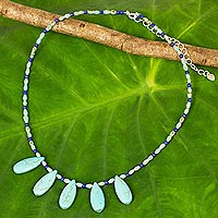 Lapis lazuli beaded necklace, 'Blue Morning' - Thai Ethnic Style Beaded Necklace with Lapis Lazuli