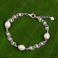 Cultured pearl chain bracelet,