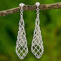 Sterling silver dangle earrings, 'Luminous Aurora' - Fair Trade Sterling Silver Earrings 925 Artisan Jewelry