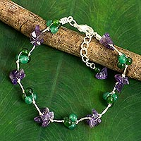 Amethyst beaded bracelet, 'Everlasting' - Dyed Quartz Amethyst Beaded Bracelet from Thailand