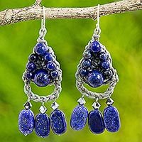 Lapis lazuli dangle earrings,