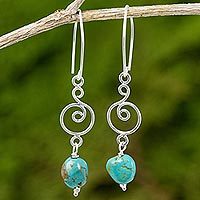 Reconstituted turquoise dangle earrings,