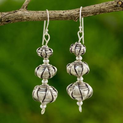 Silver dangle earrings, Karen Lotus
