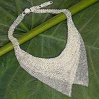 Sterling silver statement necklace,