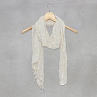 100% silk scarf White Breeze Thailand