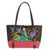 Cotton shoulder bag, 'Mandarin Tropical in Red' - Floral 100% Cotton Embroidered Handbag in Black and Red (image 2a) thumbail