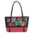 Cotton shoulder bag, 'Mandarin Tropical in Red' - Floral 100% Cotton Embroidered Handbag in Black and Red (image 2c) thumbail