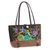Cotton shoulder bag, 'Mandarin Tropical in Brown' - Cotton Floral Embroidered Shoulder Bag with Leather Accents (image 2b) thumbail