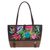 Cotton shoulder bag, 'Mandarin Tropical in Brown' - Cotton Floral Embroidered Shoulder Bag with Leather Accents (image 2c) thumbail