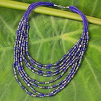 Lapis lazuli beaded strand necklace,