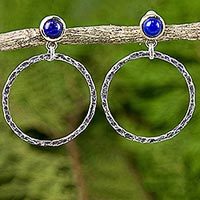 Gold accent lapis lazuli dangle earrings,