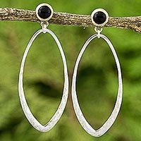 Gold accent onyx dangle earrings,