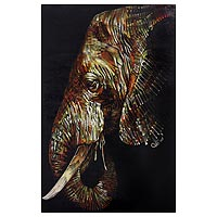 'Elegant Elephant' (2015) - Original Signed Painting of Elephant in Acrylic and Pastel