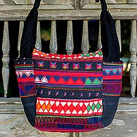 Cotton shoulder bag, 'The Carnival' - Hand Crafted 100% Cotton Colorful Shoulder Bag from Thailand
