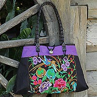 Cotton shoulder bag Mandarin Season in Purple Thailand