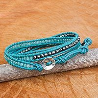 Hematite and quartz wrap bracelet,