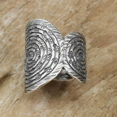 Silver bangles - Artisan Crafted Sterling Silver Ring with Spiral Motifs