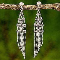Sterling silver waterfall earrings,