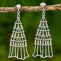 Sterling silver dangle earrings, 'Holiday Trees' - Modern Thai Sterling Silver Dangle Earrings Crafted by Hand