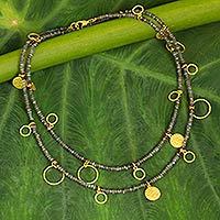 Gold accent labradorite waterfall necklace,