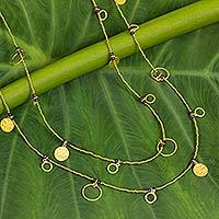 Gold plated amethyst waterfall necklace,