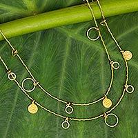 Gold plated garnet waterfall necklace,