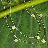 Gold plated chalcedony waterfall necklace,