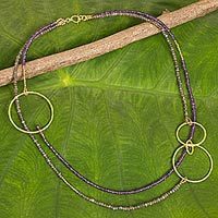 Labradorite and amethyst beaded necklace,