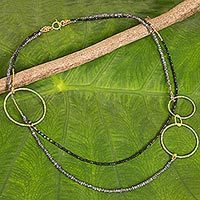 Labradorite and onyx beaded necklace,