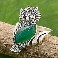Chalcedony and marcasite cocktail ring,