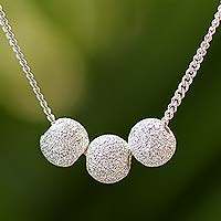 Sterling silver pendant necklace, 'Shining Trio' - Sterling Silver Trio Pendant Necklace from Thailand