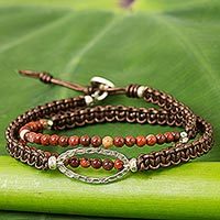 Jasper beaded wrap bracelet,