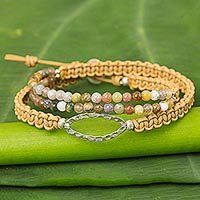 Jasper beaded wrap bracelet,