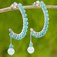 Quartz half hoop earrings,