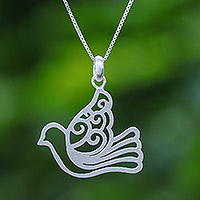 Sterling silver pendant necklace, 'The Dove' - Sterling Silver Pendant Necklace Dove from Thailand