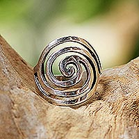 Sterling Silver Swirls Cocktail Ring from Thailand,'Water Swirls'