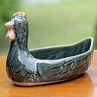 Ceramic dish Helping Hen Thailand