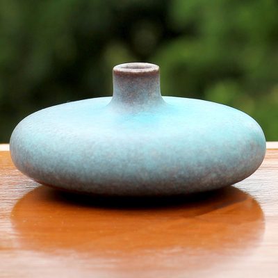 Ceramic bud vase, Turquoise Cascade