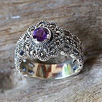 Amethyst and marcasite cocktail ring,