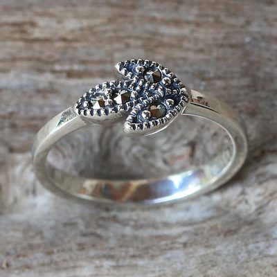Marcasite cocktail ring, Simple Leaf
