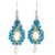 Beaded silk dangle earrings, 'Sparkling Lilies in Turquoise' - Silk and Glass Beaded Dangle Earrings in Turquoise Thailand (image 2a) thumbail