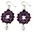 Beaded silk dangle earrings, 'Sparkling Rosettes in Purple' - Silk and Glass Beaded Dangle Earrings in Purple Thailand (image 2d) thumbail